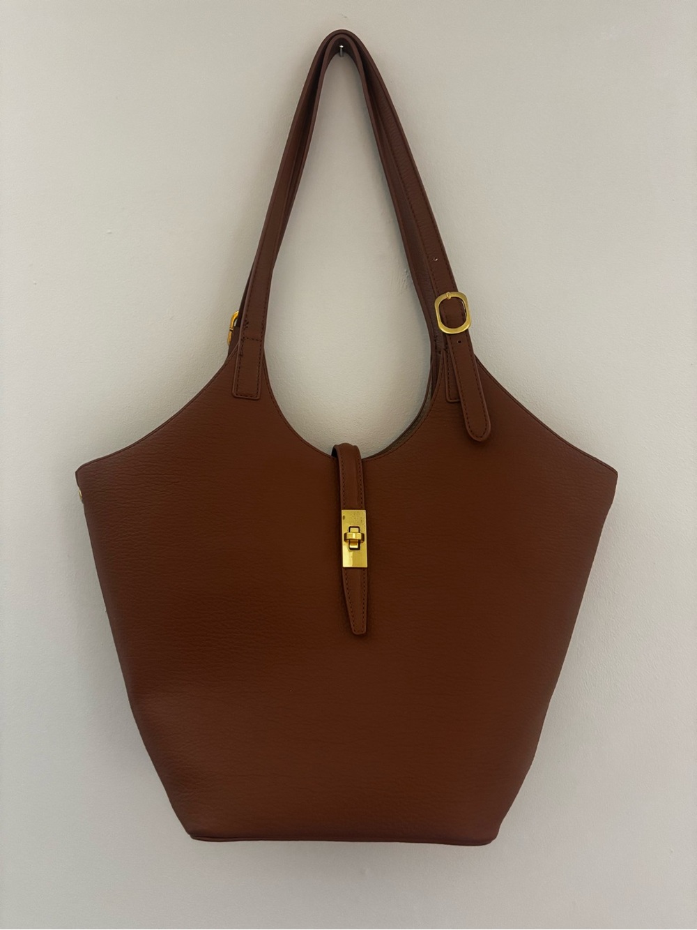 Miztique Brown Shoulder Tote with Gold Hardware